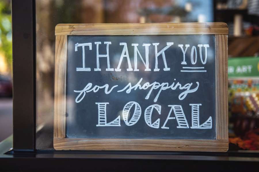 Sign thanking for shopping locally