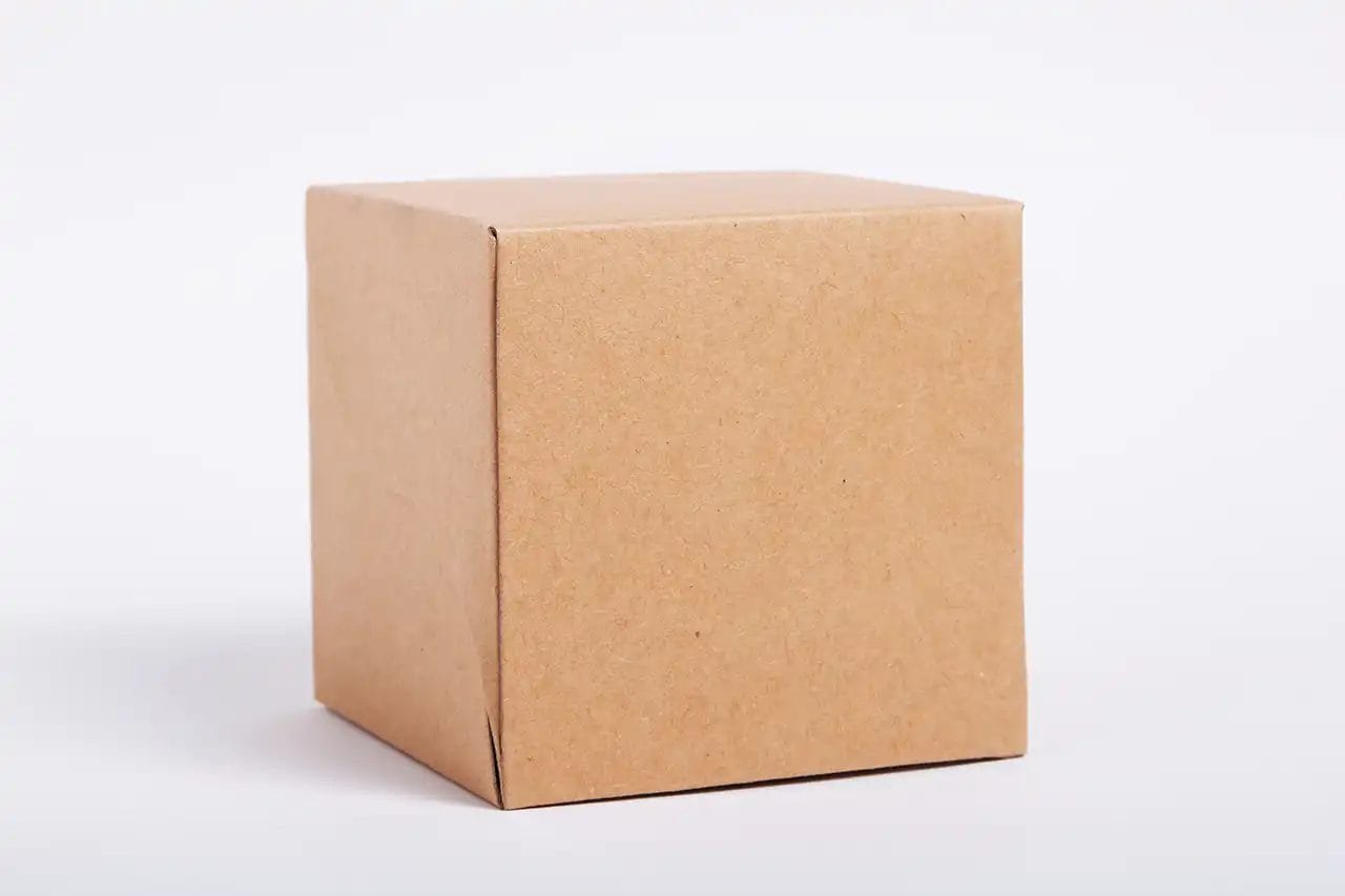 Plain brown cardboard box on white background.