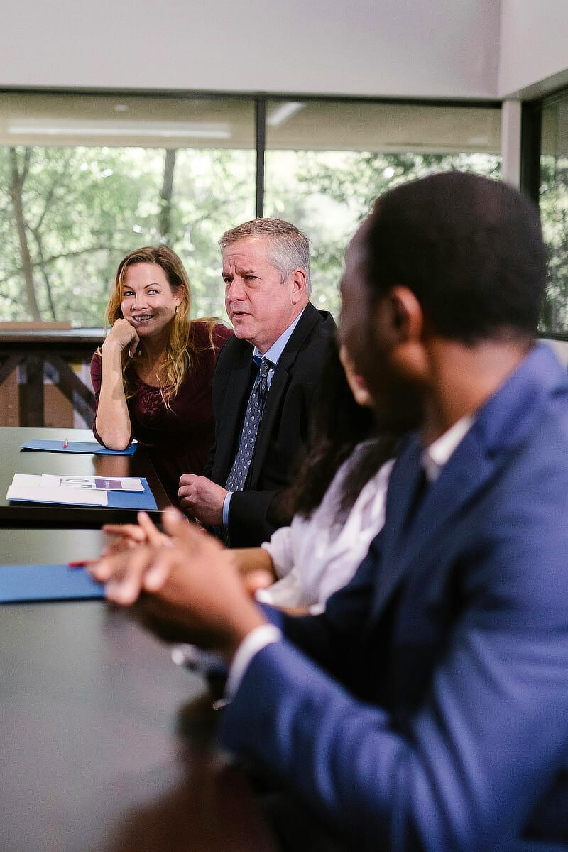 Diverse team in a business meeting.