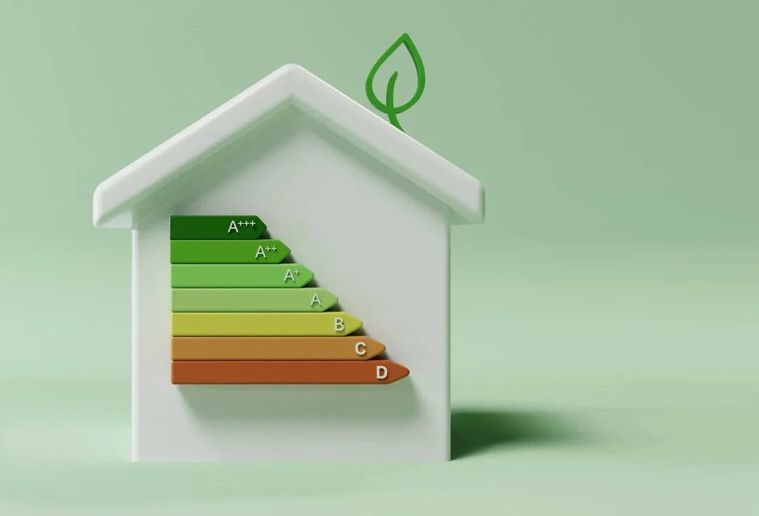 Energy efficiency ratings on house illustration